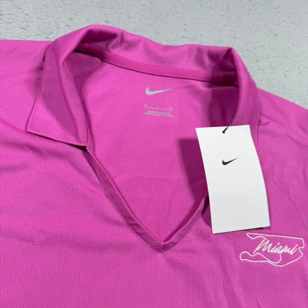 Nike Golf Miami Polo Shirt Womens Small Pink Short Sleeve V-Neck Athletic Top